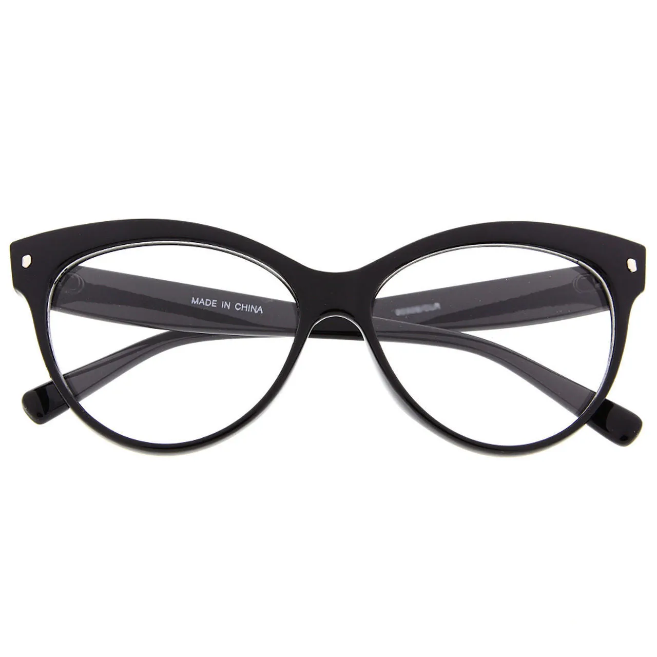 grinderPUNCH Women's Large Clear Lens Cat Eye Sunglasses