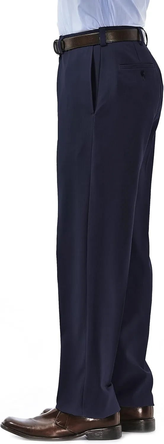 Haggar Men's E Clo Repreve Stria Classic Fit Flat Front Dress Pant