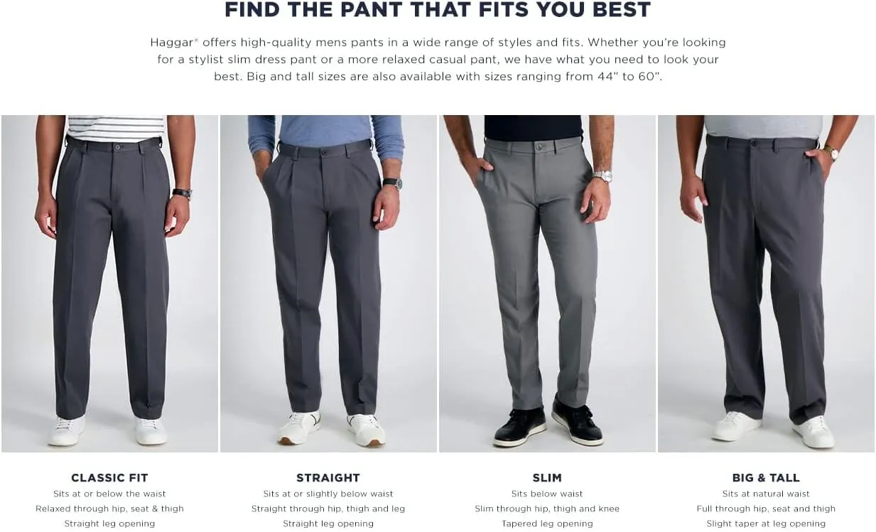 Haggar Men's E-CLO Repreve Stria Pleat Front Dress Pant