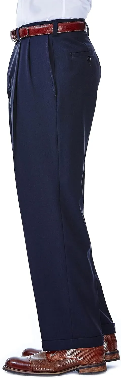 Haggar Men's E-CLO Repreve Stria Pleat Front Dress Pant