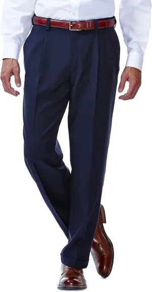 Haggar Men's E-CLO Repreve Stria Pleat Front Dress Pant