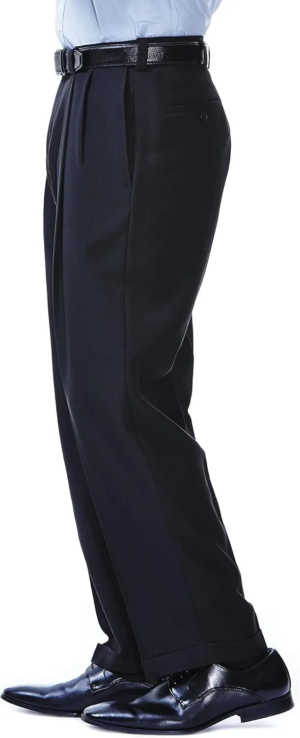 Haggar Men's E-CLO Repreve Stria Pleat Front Dress Pant