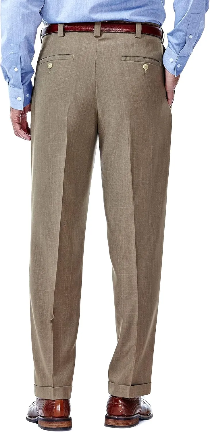 Haggar Men's E-CLO Repreve Stria Pleat Front Dress Pant