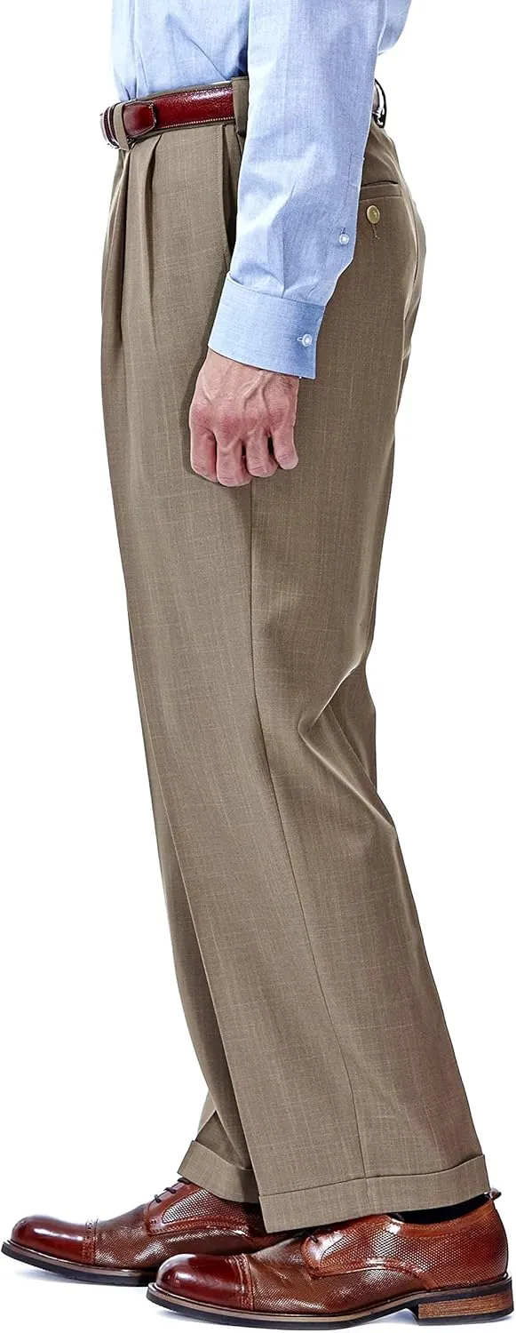 Haggar Men's E-CLO Repreve Stria Pleat Front Dress Pant