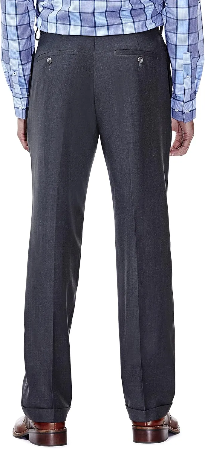 Haggar Men's E-CLO Repreve Stria Pleat Front Dress Pant