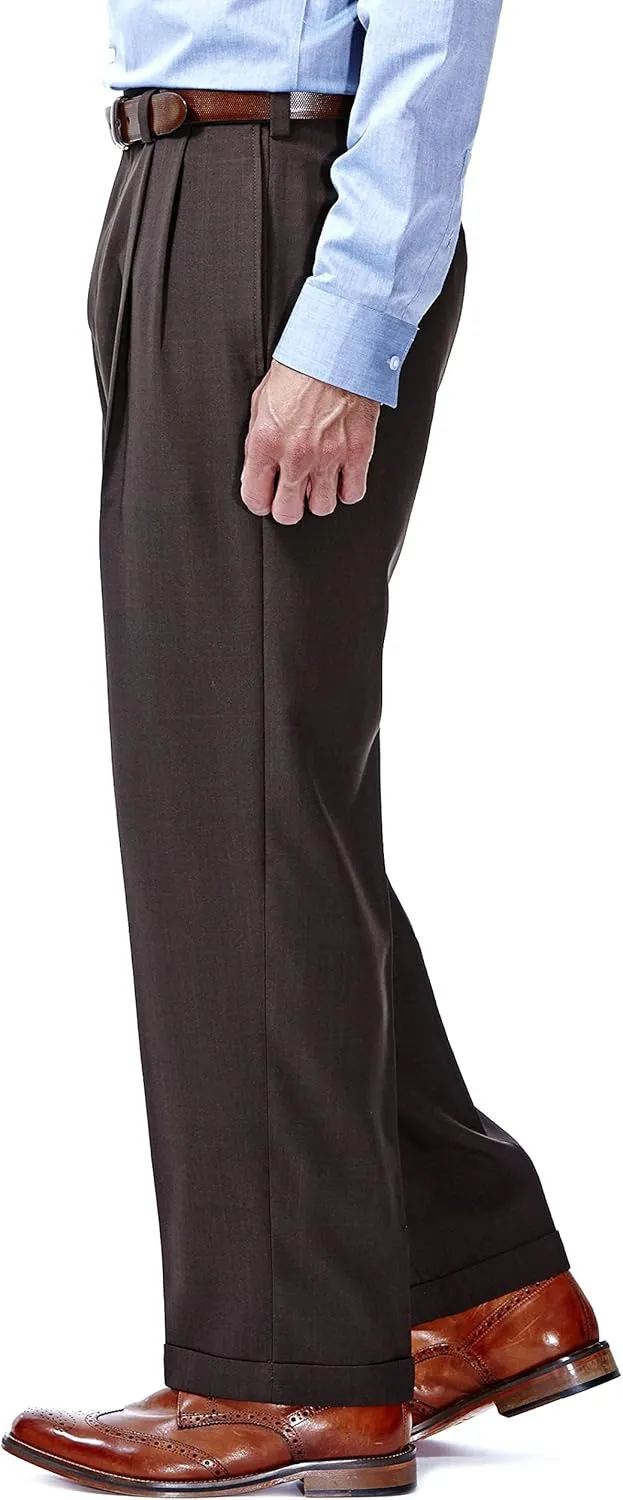 Haggar Men's E-CLO Repreve Stria Pleat Front Dress Pant