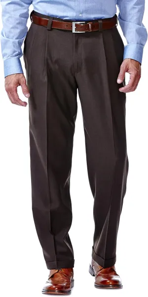 Haggar Men's E-CLO Repreve Stria Pleat Front Dress Pant