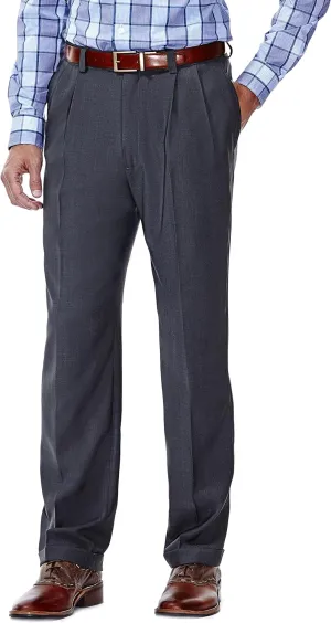 Haggar Men's E-CLO Repreve Stria Pleat Front Dress Pant