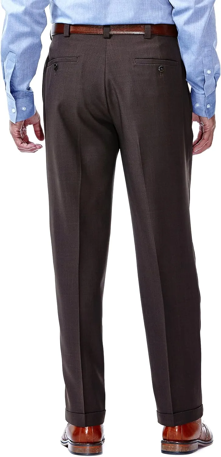 Haggar Men's E-CLO Repreve Stria Pleat Front Dress Pant