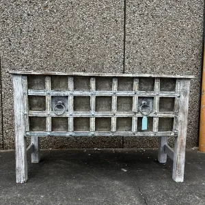 Handmade Indian Furniture Solid Mango Wood Console Hall Table in Whitewash