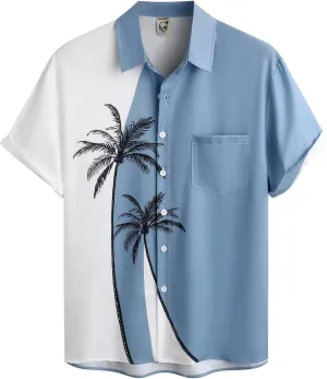 Hardaddy Men's Hawaiian Shirt Short Sleeves Coconut Printed Button Down Summer Beach Casual Shirts