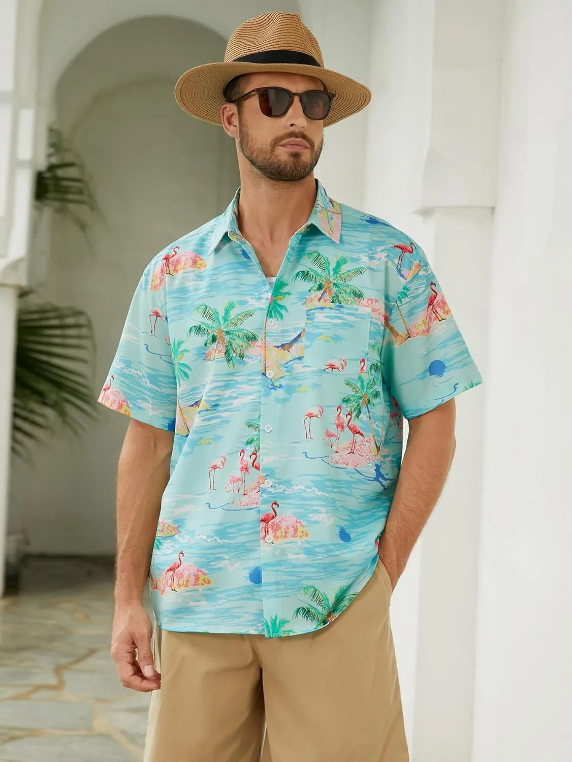 Hardaddy Men's Hawaiian Shirt Short Sleeves Printed Button Down Summer Beach Casual Shirts