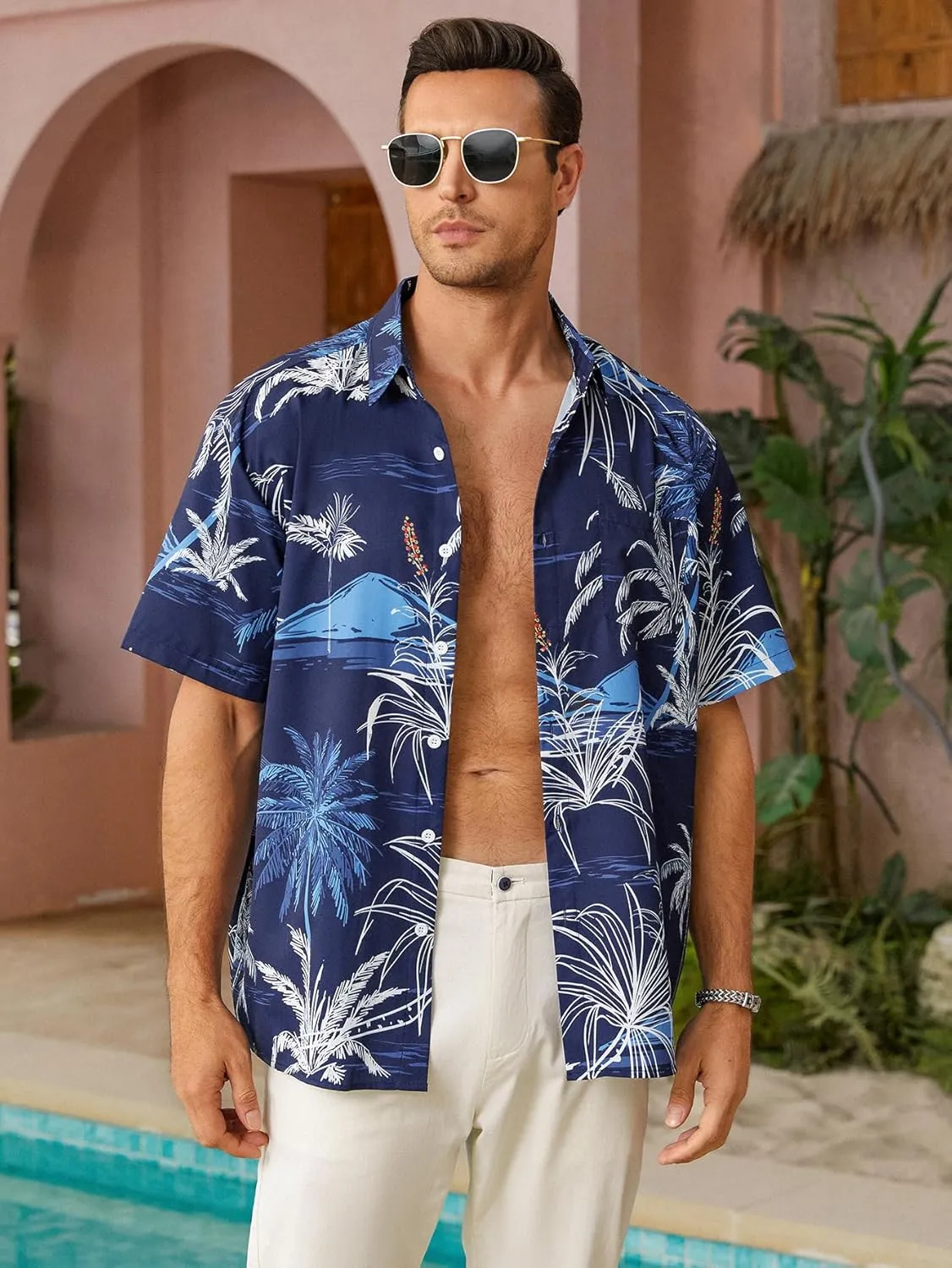 Hardaddy Men's Hawaiian Shirt Short Sleeves Printed Button Down Summer Beach Casual Shirts
