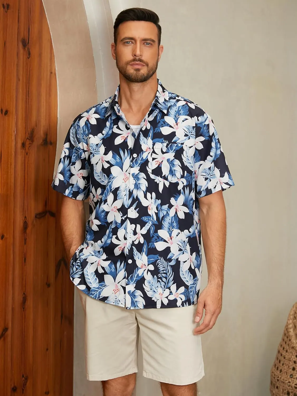 Hardaddy Men's Hawaiian Shirt Short Sleeves Printed Button Down Summer Beach Casual Shirts