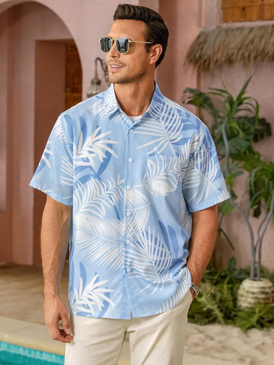 Hardaddy Men's Hawaiian Shirt Short Sleeves Printed Button Down Summer Beach Casual Shirts