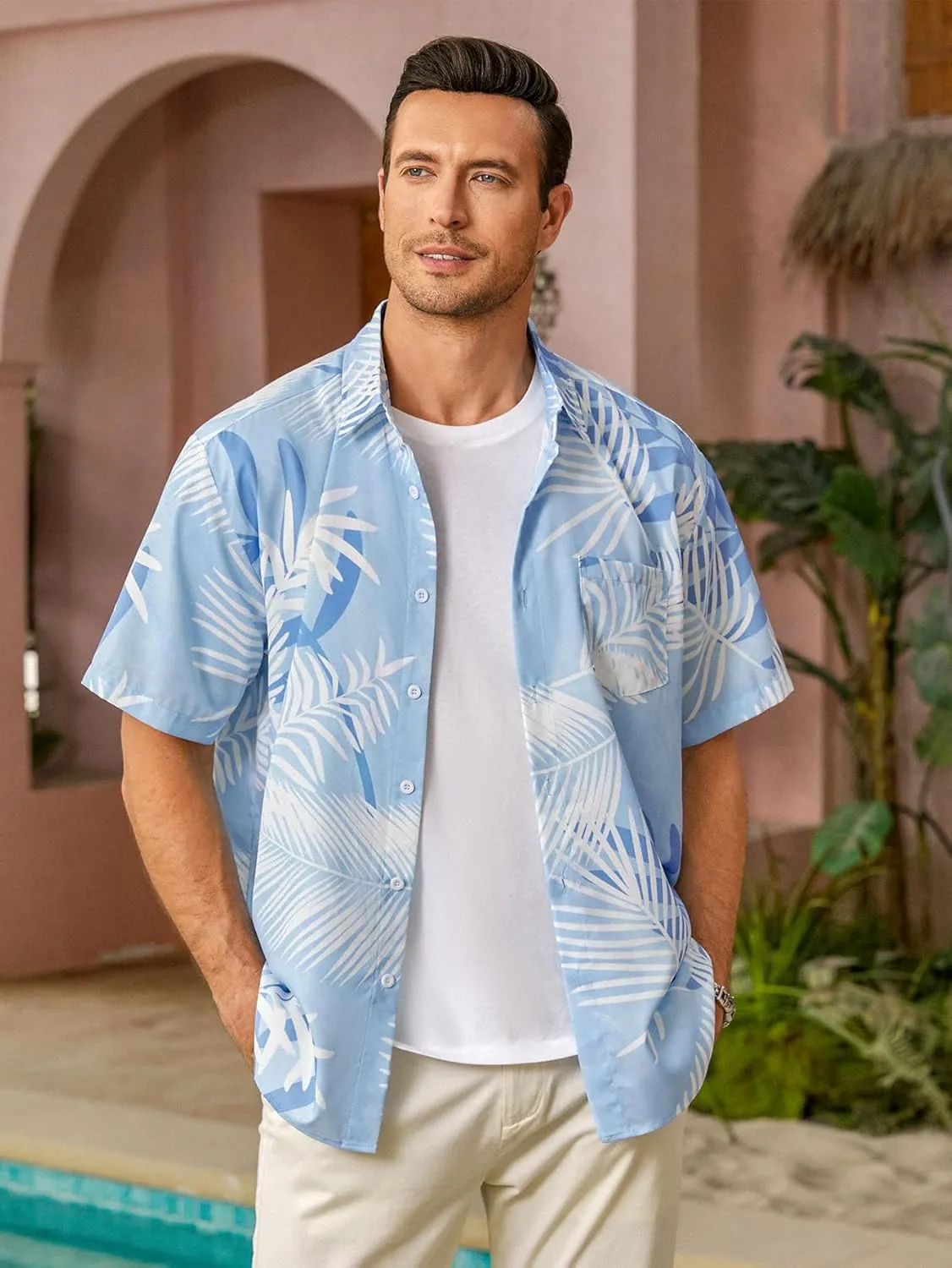 Hardaddy Men's Hawaiian Shirt Short Sleeves Printed Button Down Summer Beach Casual Shirts