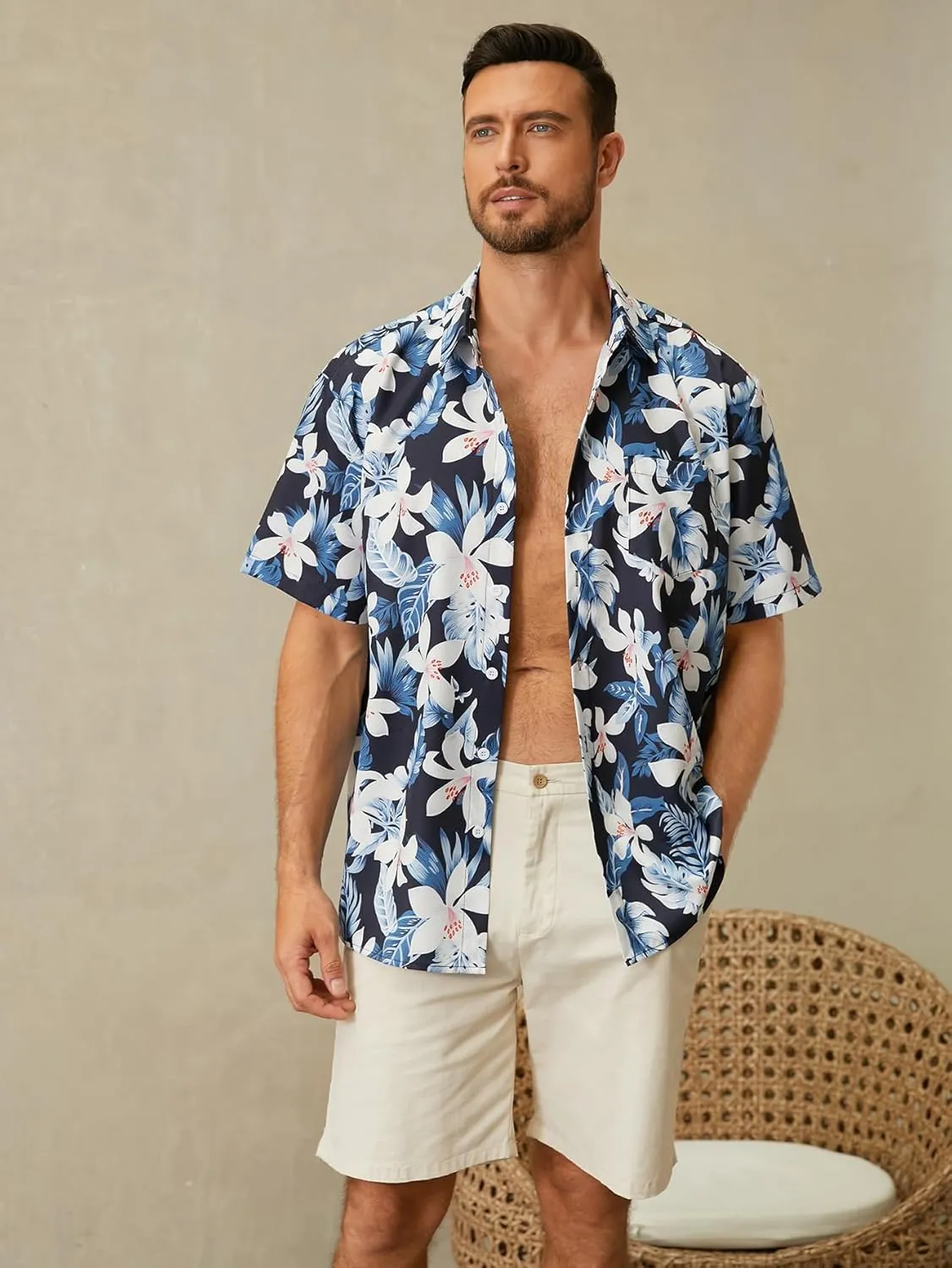 Hardaddy Men's Hawaiian Shirt Short Sleeves Printed Button Down Summer Beach Casual Shirts