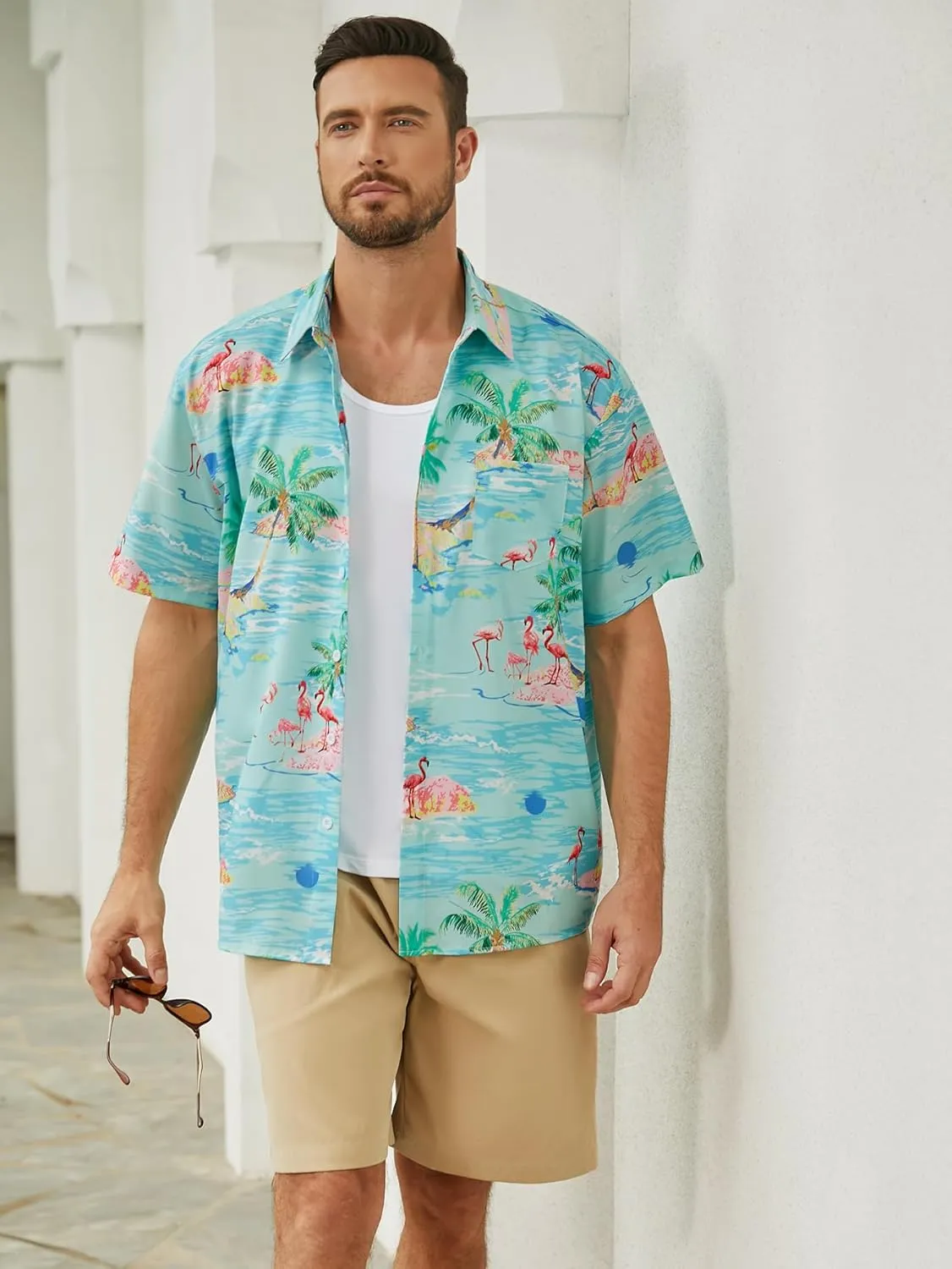 Hardaddy Men's Hawaiian Shirt Short Sleeves Printed Button Down Summer Beach Casual Shirts
