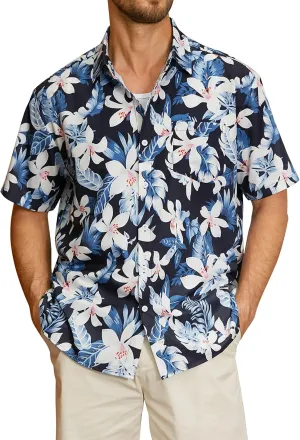 Hardaddy Men's Hawaiian Shirt Short Sleeves Printed Button Down Summer Beach Casual Shirts