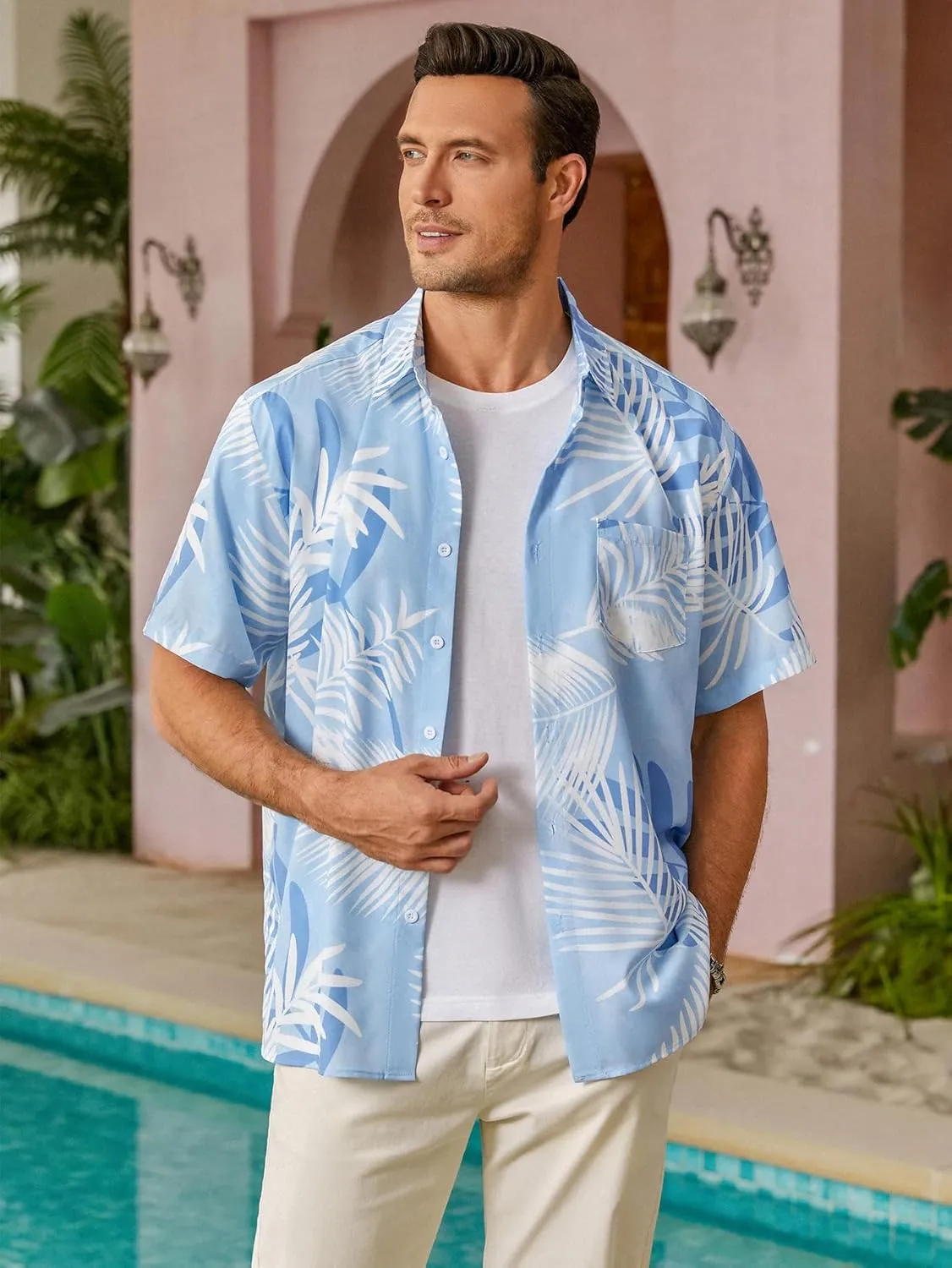 Hardaddy Men's Hawaiian Shirt Short Sleeves Printed Button Down Summer Beach Casual Shirts