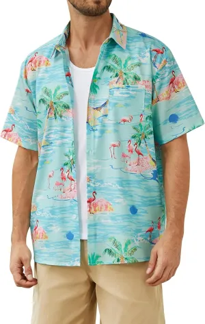 Hardaddy Men's Hawaiian Shirt Short Sleeves Printed Button Down Summer Beach Casual Shirts