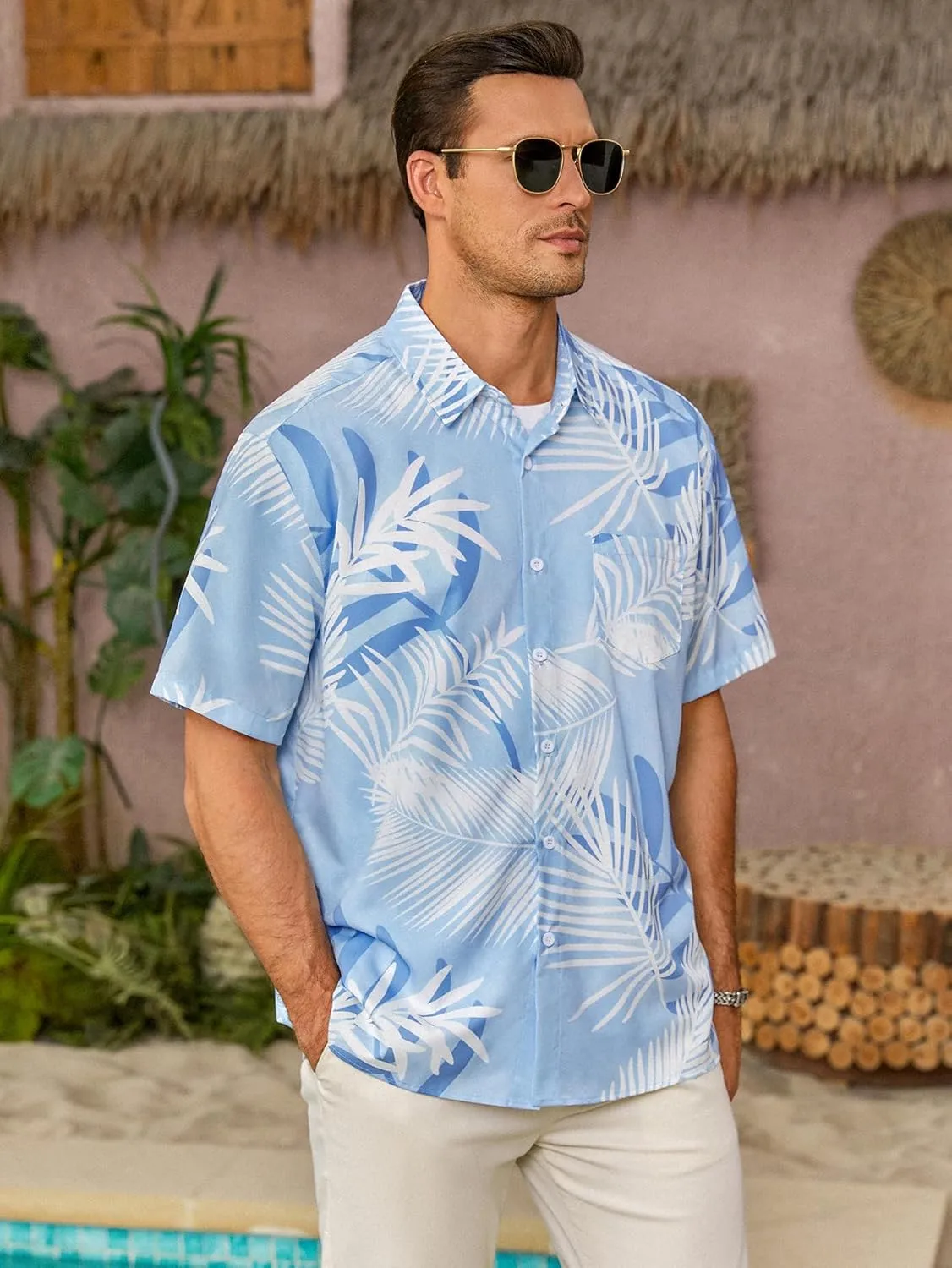 Hardaddy Men's Hawaiian Shirt Short Sleeves Printed Button Down Summer Beach Casual Shirts