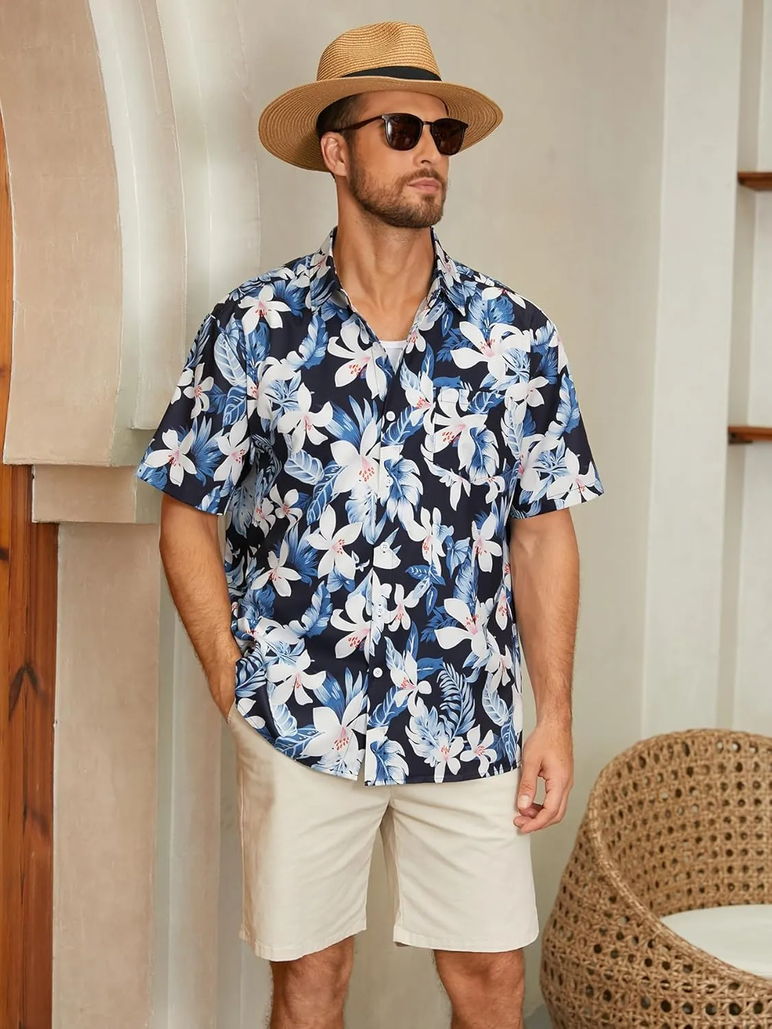 Hardaddy Men's Hawaiian Shirt Short Sleeves Printed Button Down Summer Beach Casual Shirts