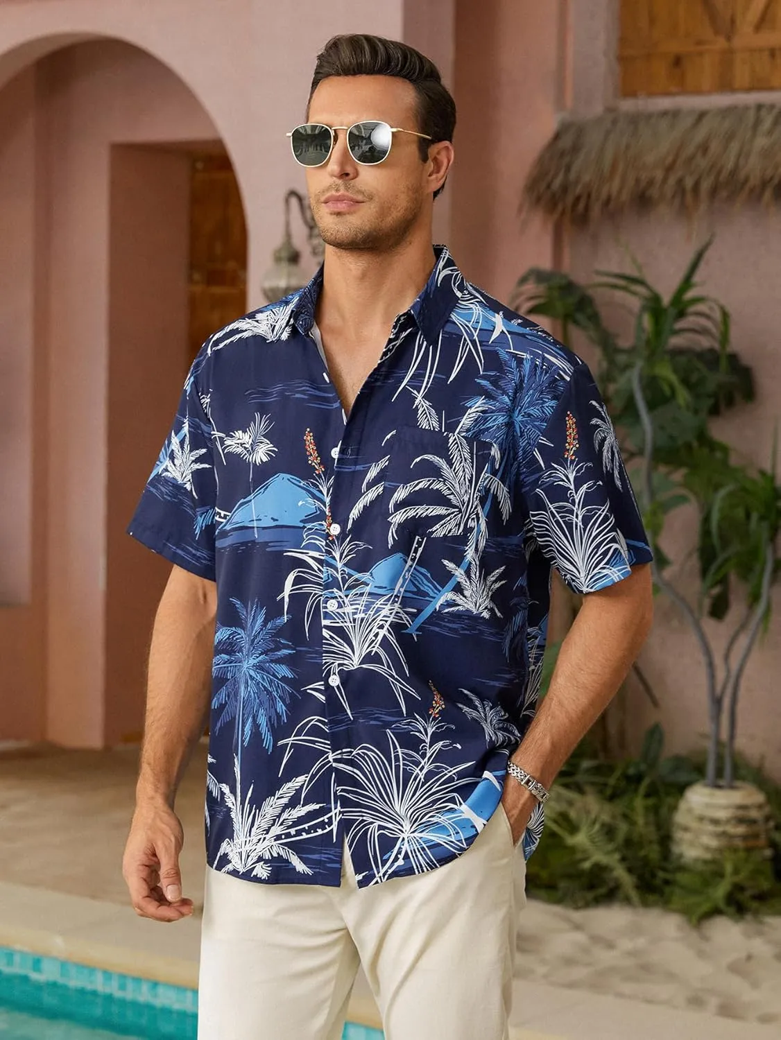 Hardaddy Men's Hawaiian Shirt Short Sleeves Printed Button Down Summer Beach Casual Shirts