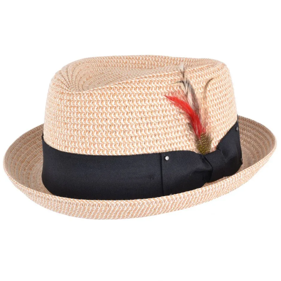 Hats Plus Caps Straw Diamond Crown Pork Pie Hat