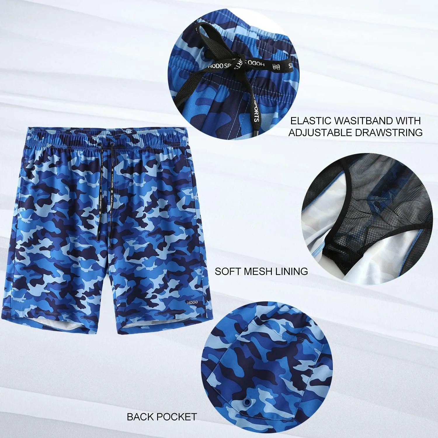HOdo Mens Swim Trunks 9" Quick Dry Swim Shorts Bathing Suit