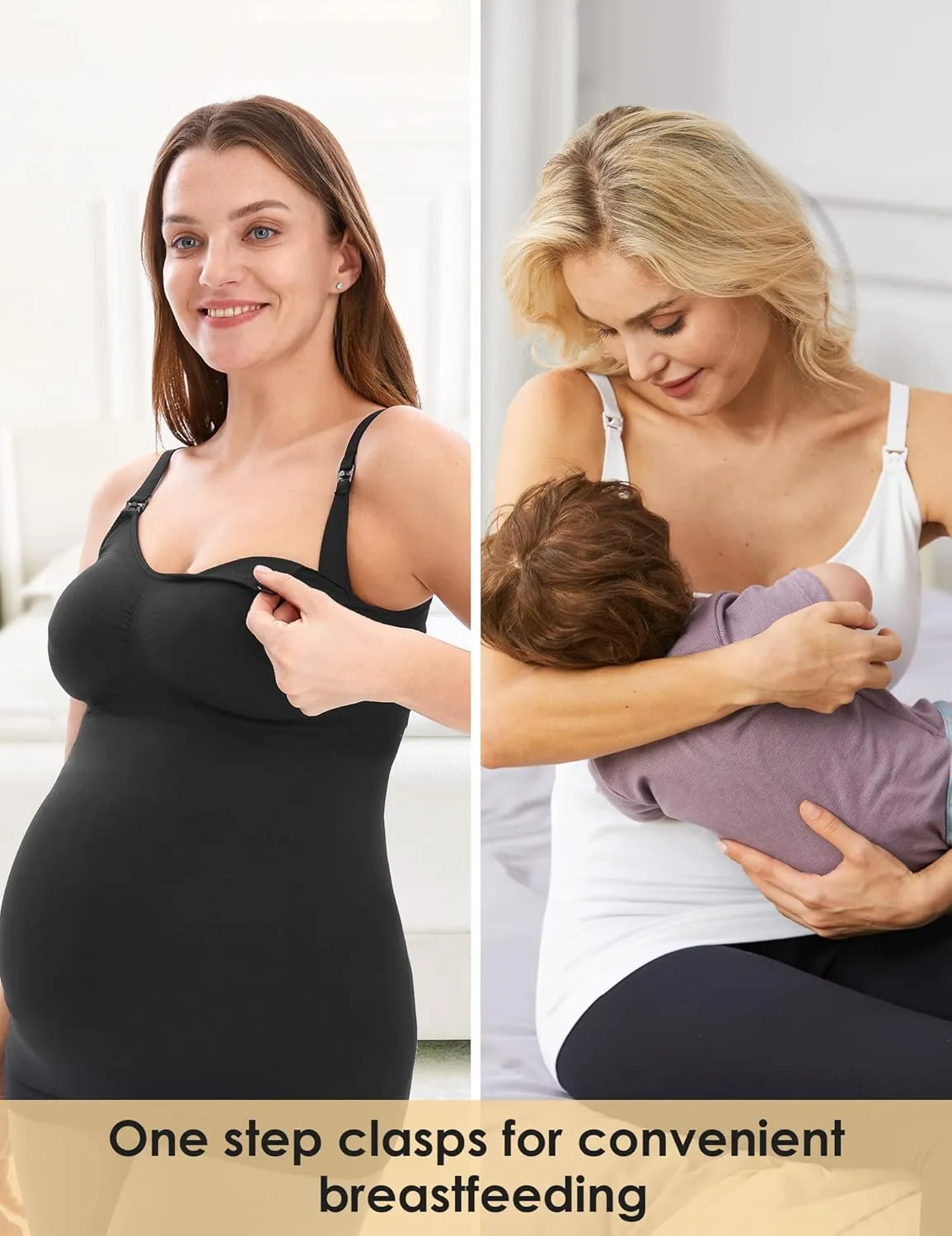 HOFISH Support Nursing Tank Tops for Breastfeeding, Comfort Stretch Maternity Camisoles