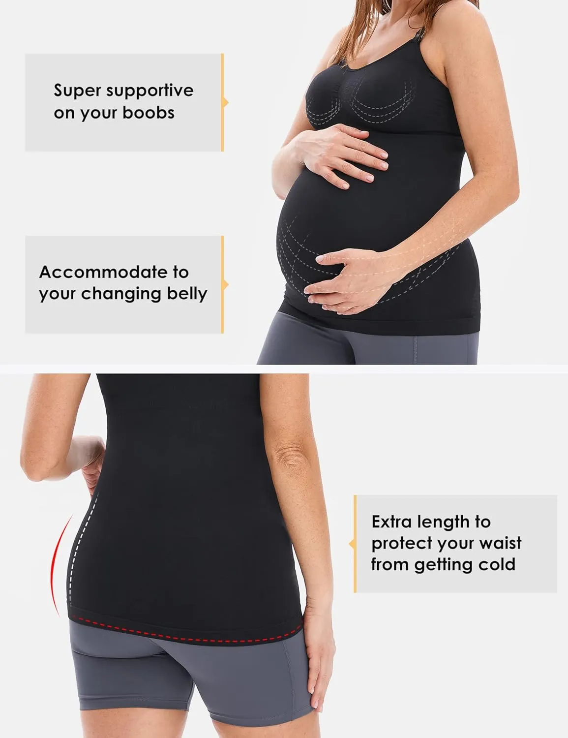 HOFISH Support Nursing Tank Tops for Breastfeeding, Comfort Stretch Maternity Camisoles