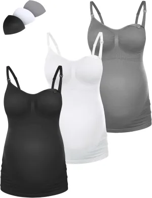 HOFISH Support Nursing Tank Tops for Breastfeeding, Comfort Stretch Maternity Camisoles