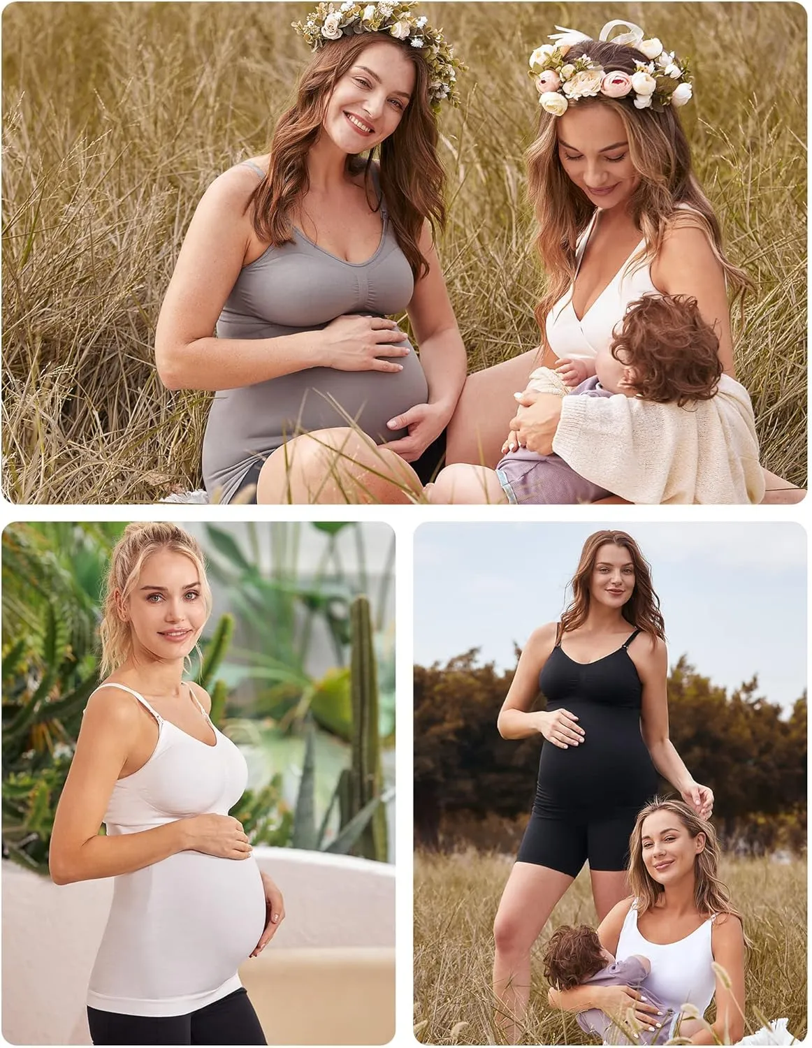 HOFISH Support Nursing Tank Tops for Breastfeeding, Comfort Stretch Maternity Camisoles