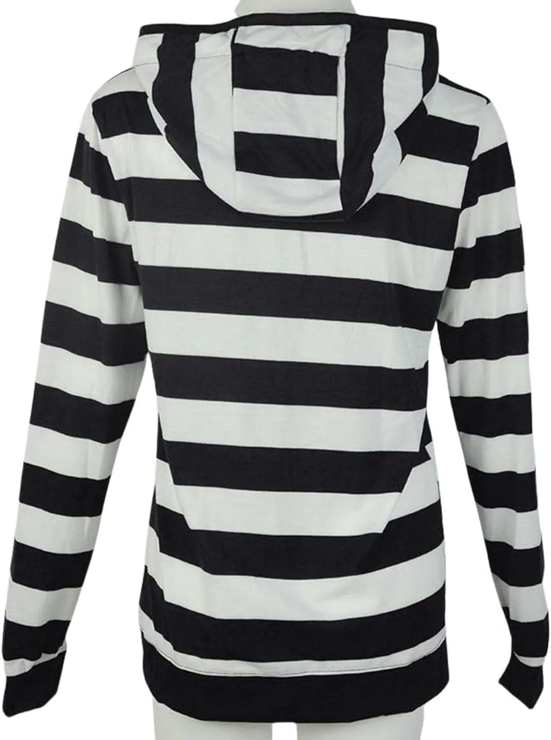 Hoodies for Womens Oversized Striped Hooded Sweatshirt Full Zip Classic Drawstring Jackets Casual Coat Tops Pockets