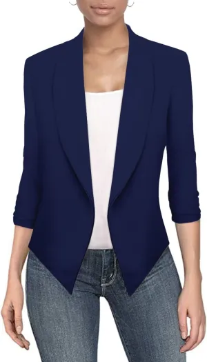 Hybrid & Company Versatile and Modern Women's Nylon Ponte De Roma Open Blazer Jacket