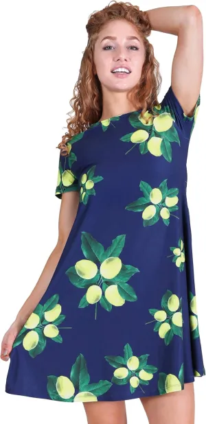 ICONOFLASH Womens Casual Summer Dresses with Pockets Short Sleeves Floral Print