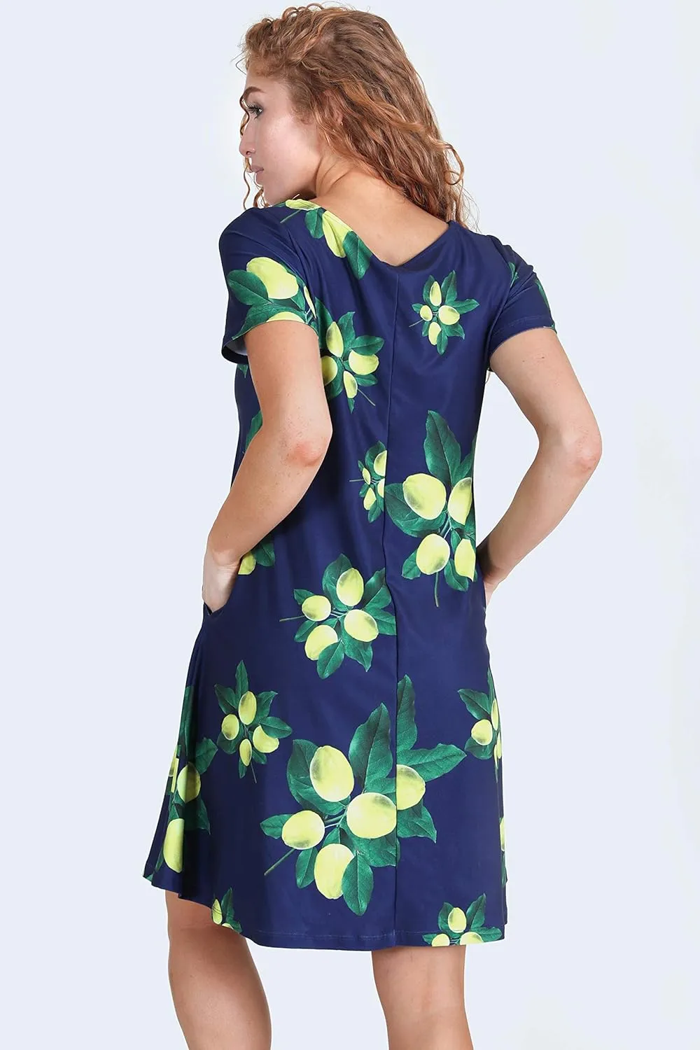 ICONOFLASH Womens Casual Summer Dresses with Pockets Short Sleeves Floral Print
