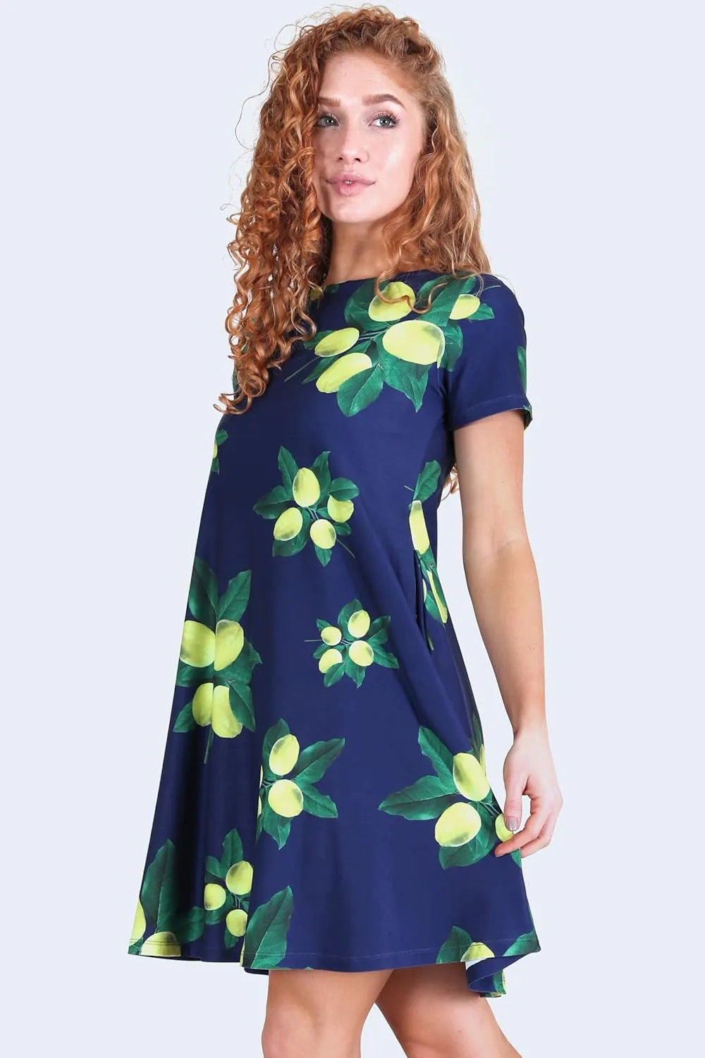 ICONOFLASH Womens Casual Summer Dresses with Pockets Short Sleeves Floral Print