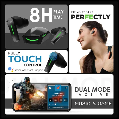 iCruze Vellfire Wireless Earbuds Black
