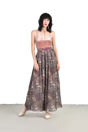Ilene Silk Chiffon Paisley Palazzo Pants