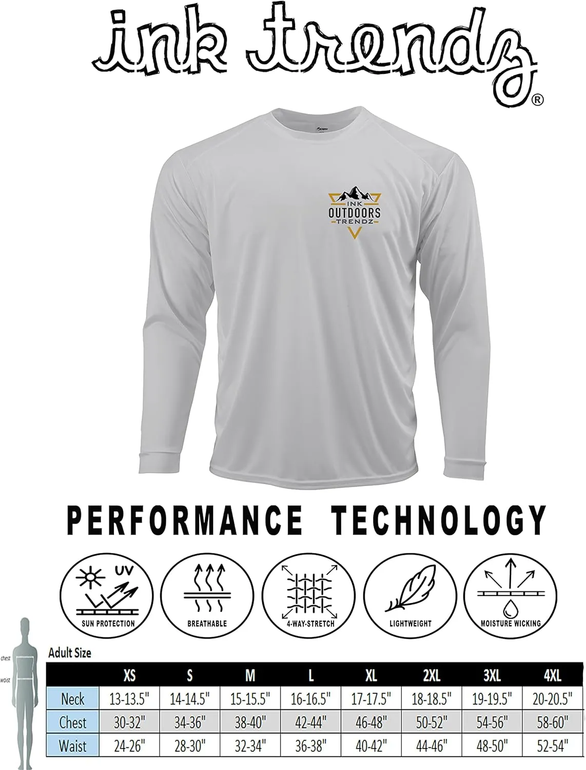 Ink Trendz Outdoors Fly Fishing Skeleton UPF 50 Sun Protection Quick-Dry Long Sleeve Performance T-Shirt