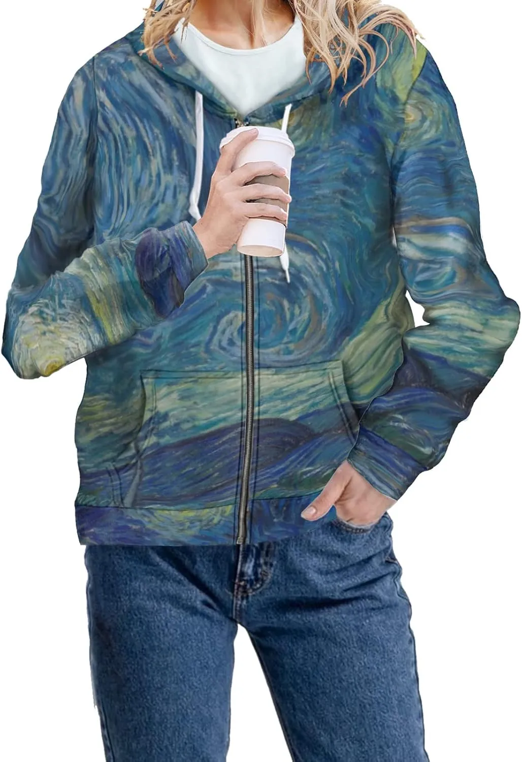 Irisjudy Ladies Hoodies with Pocket Camouflage Breathable Sport Coat Loose Fit, Skulls, Music Notes Pullover Hooded Tops