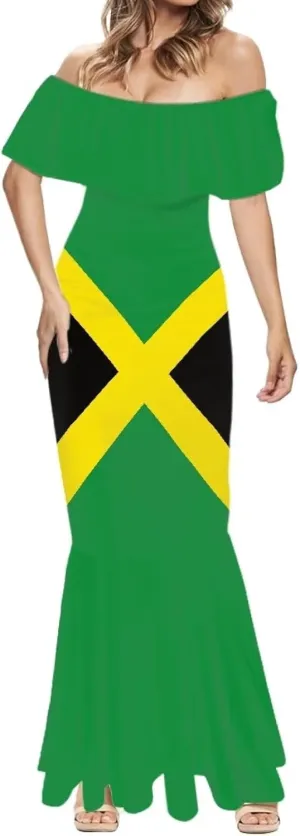 Jamaica Dress for Women Sexy Dresses Woman Off-Shoulder Maxi Dresses Bodycon Short Sleeves Plus Size Sun Dresses