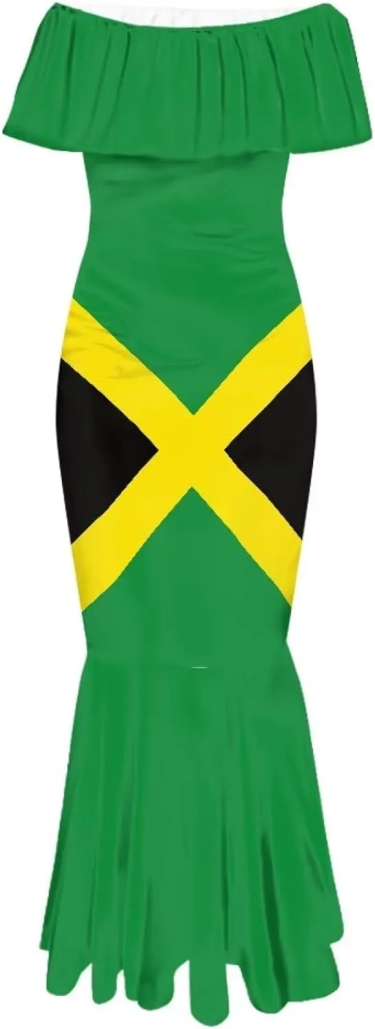 Jamaica Dress for Women Sexy Dresses Woman Off-Shoulder Maxi Dresses Bodycon Short Sleeves Plus Size Sun Dresses