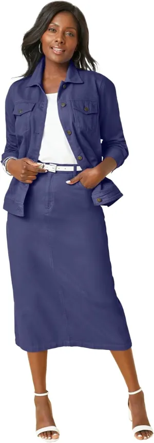 Jessica London Women's Plus Size Classic Cotton Button Down Denim Jean Jacket