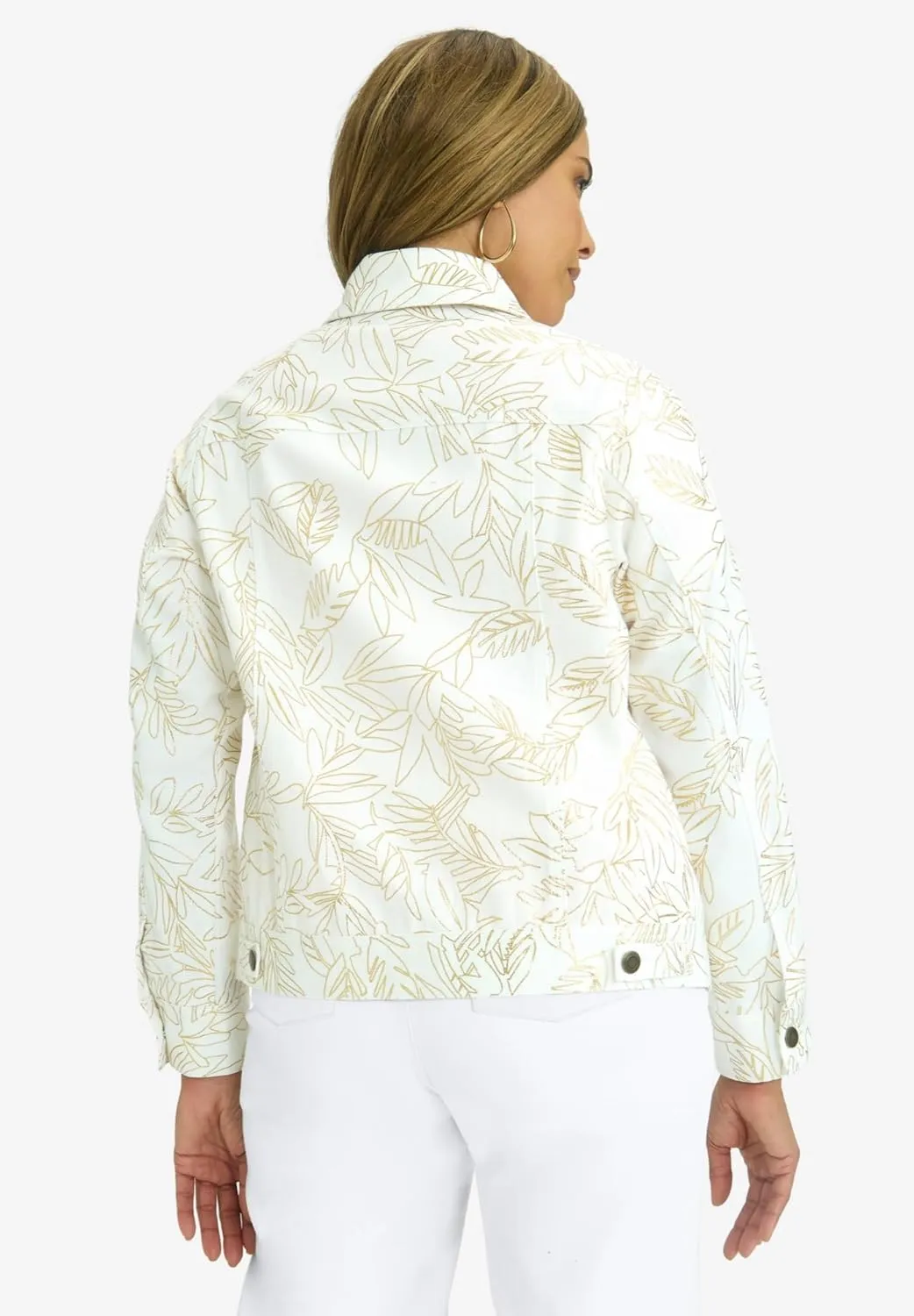 Jessica London Women's Plus Size Classic Cotton Button Down Denim Jean Jacket
