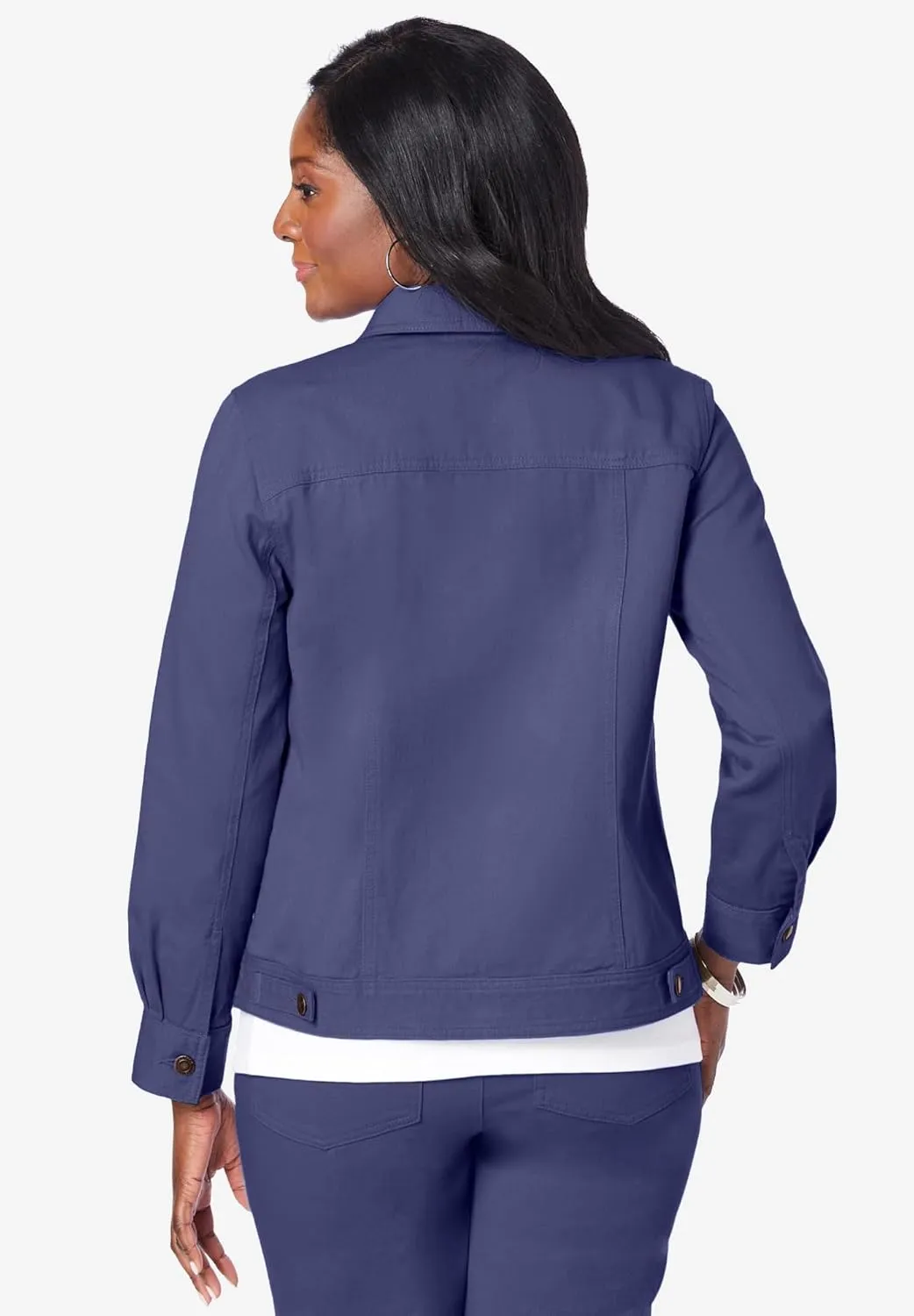 Jessica London Women's Plus Size Classic Cotton Button Down Denim Jean Jacket