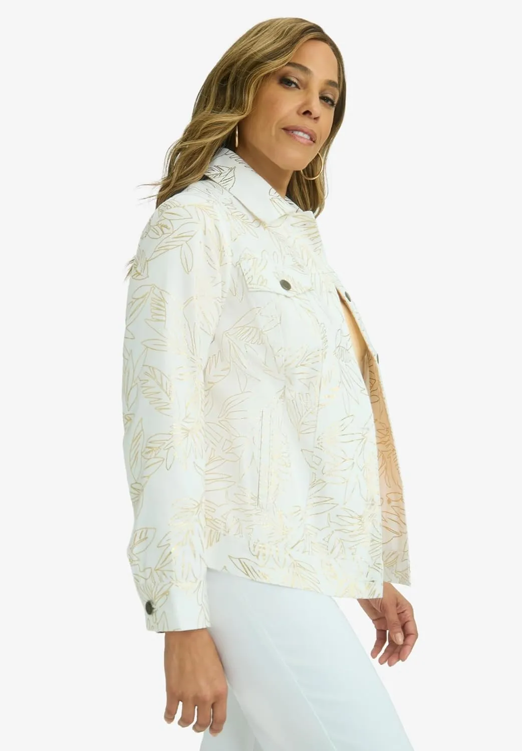 Jessica London Women's Plus Size Classic Cotton Button Down Denim Jean Jacket