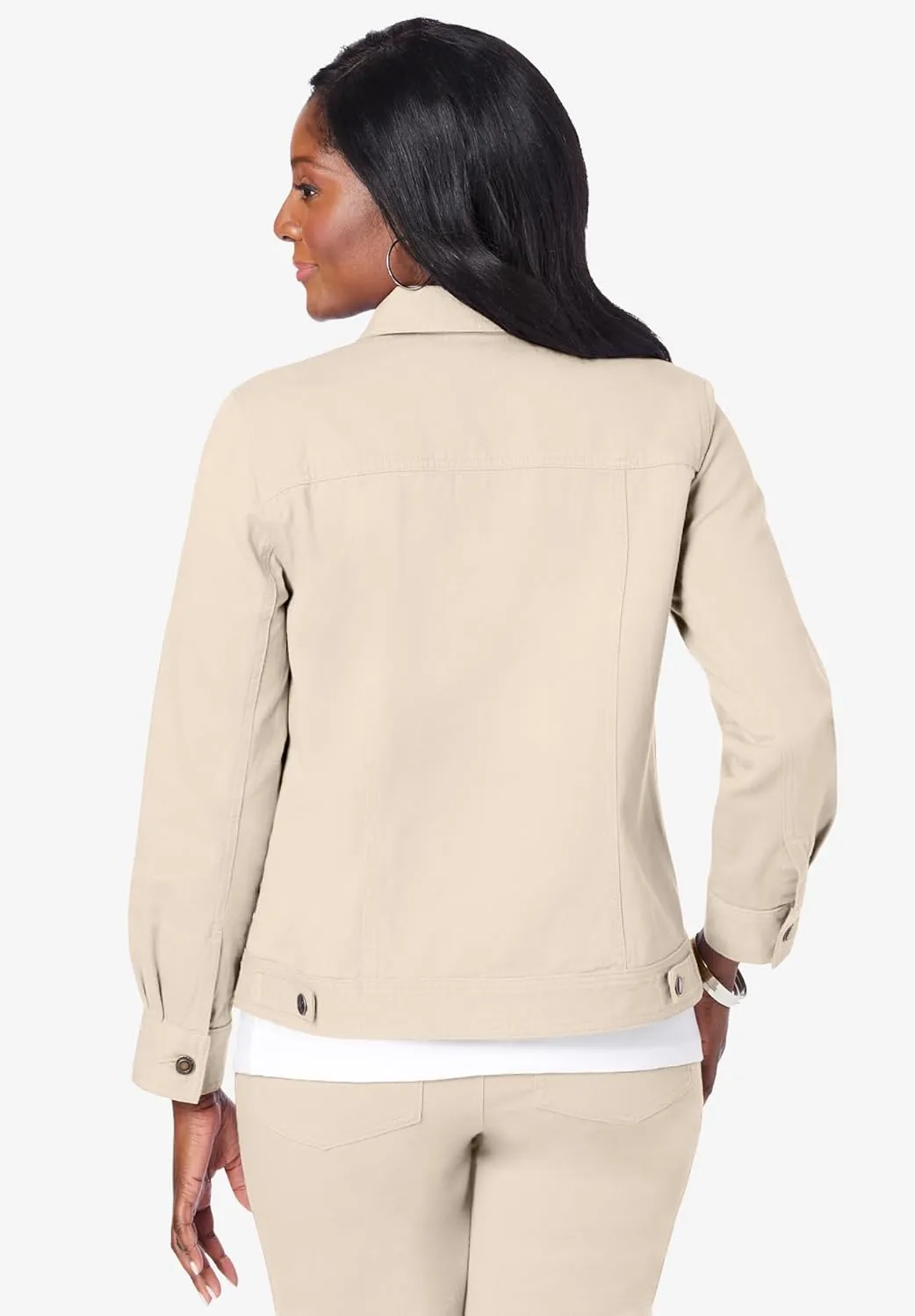 Jessica London Women's Plus Size Classic Cotton Button Down Denim Jean Jacket